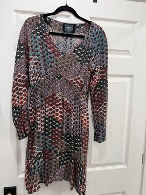 Maeve Anthropologie Small Monaco Empire Fan Print Long Sleeve Dress